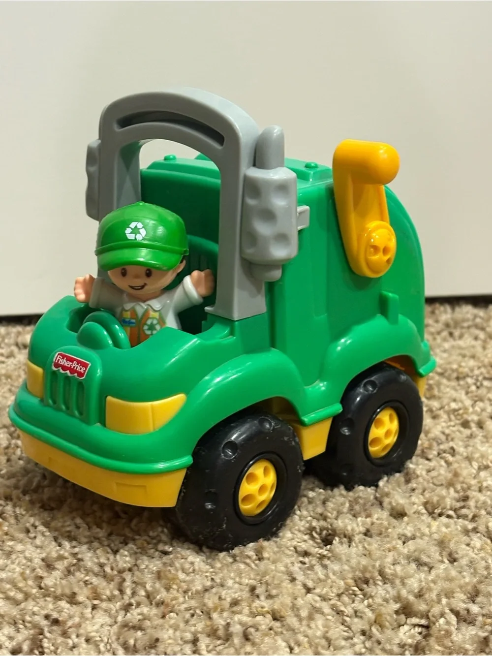 Fisher-Price Green and Yellow Recycling Dump Truck with Driver Figure